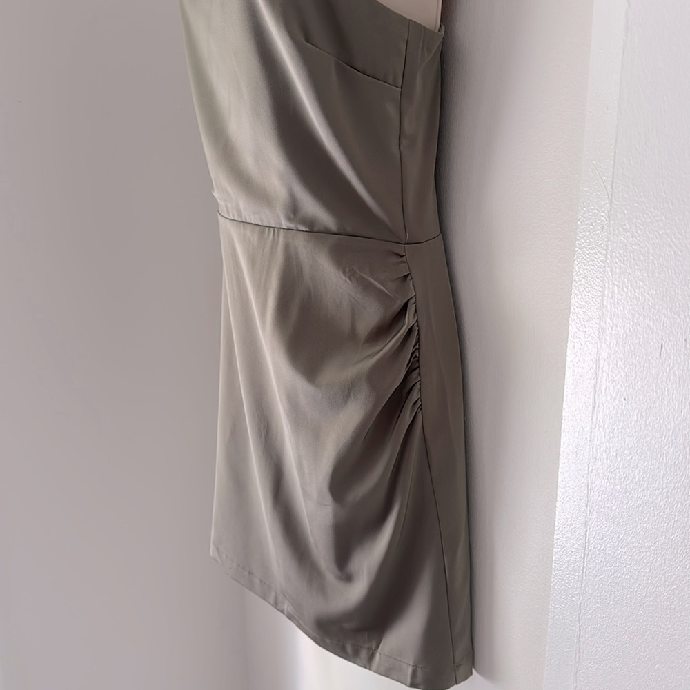 TCEC Green Asymmetrical Ruched Cocktail Dress TCEC size S - Picture 3 of 13
